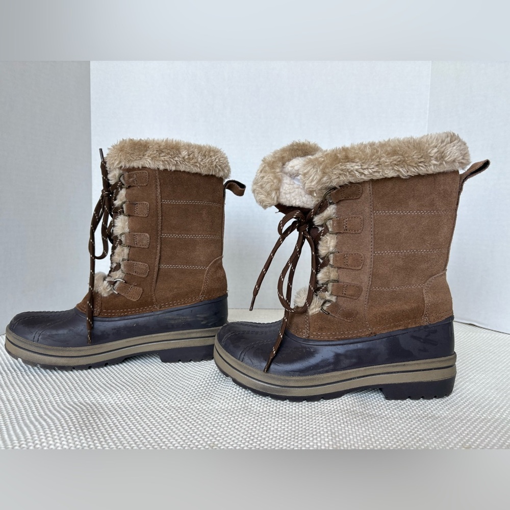 Magellan Women’s Suede Leather Boots Size 6 Faux Fur Lined